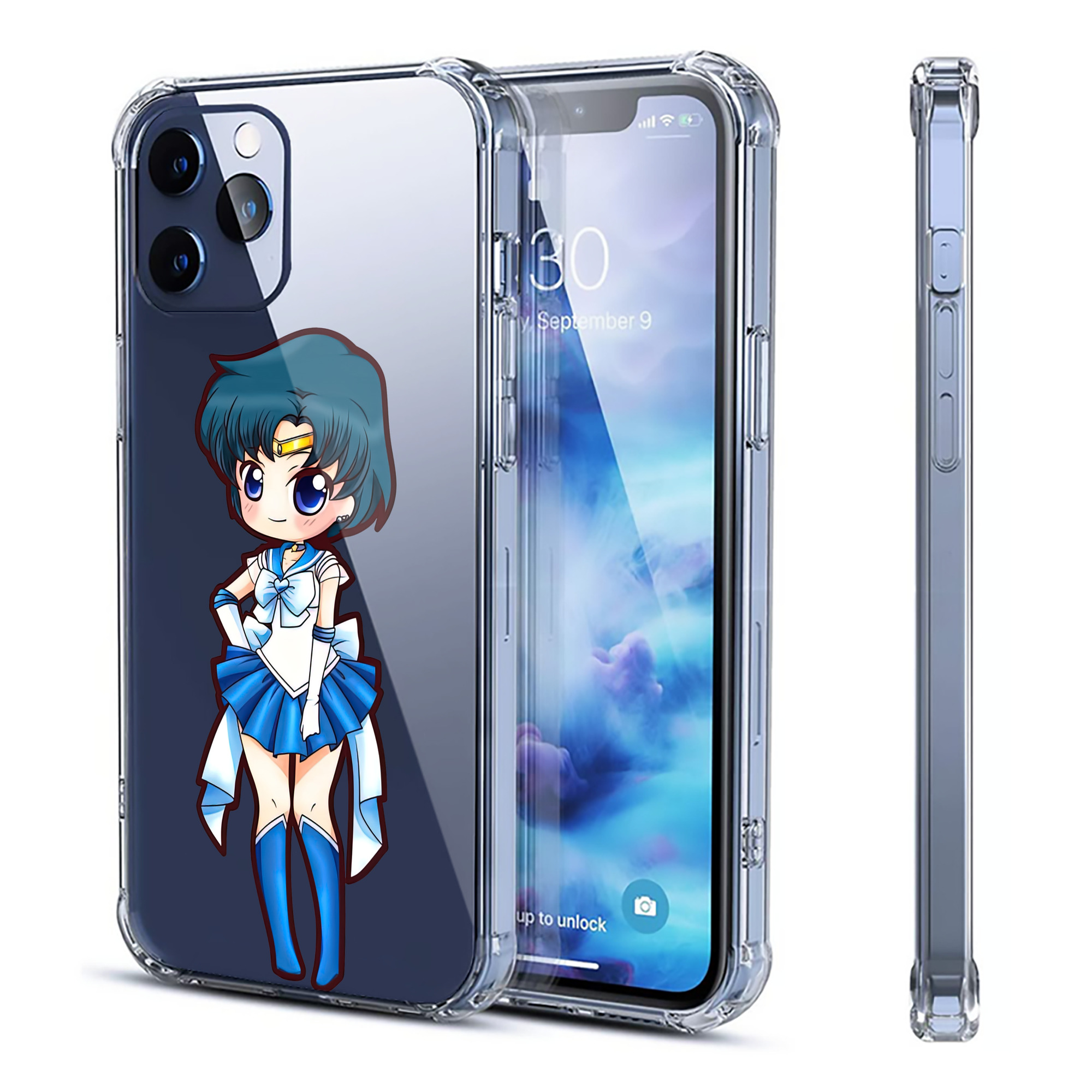 （画像用） 美少女戦士セーラームーン 水野 亜美 みずの あみ Sailor Moon Mizuno Ami 【iPhone 12シリーズ対応】透明スマホケース（クリアソフトケース）